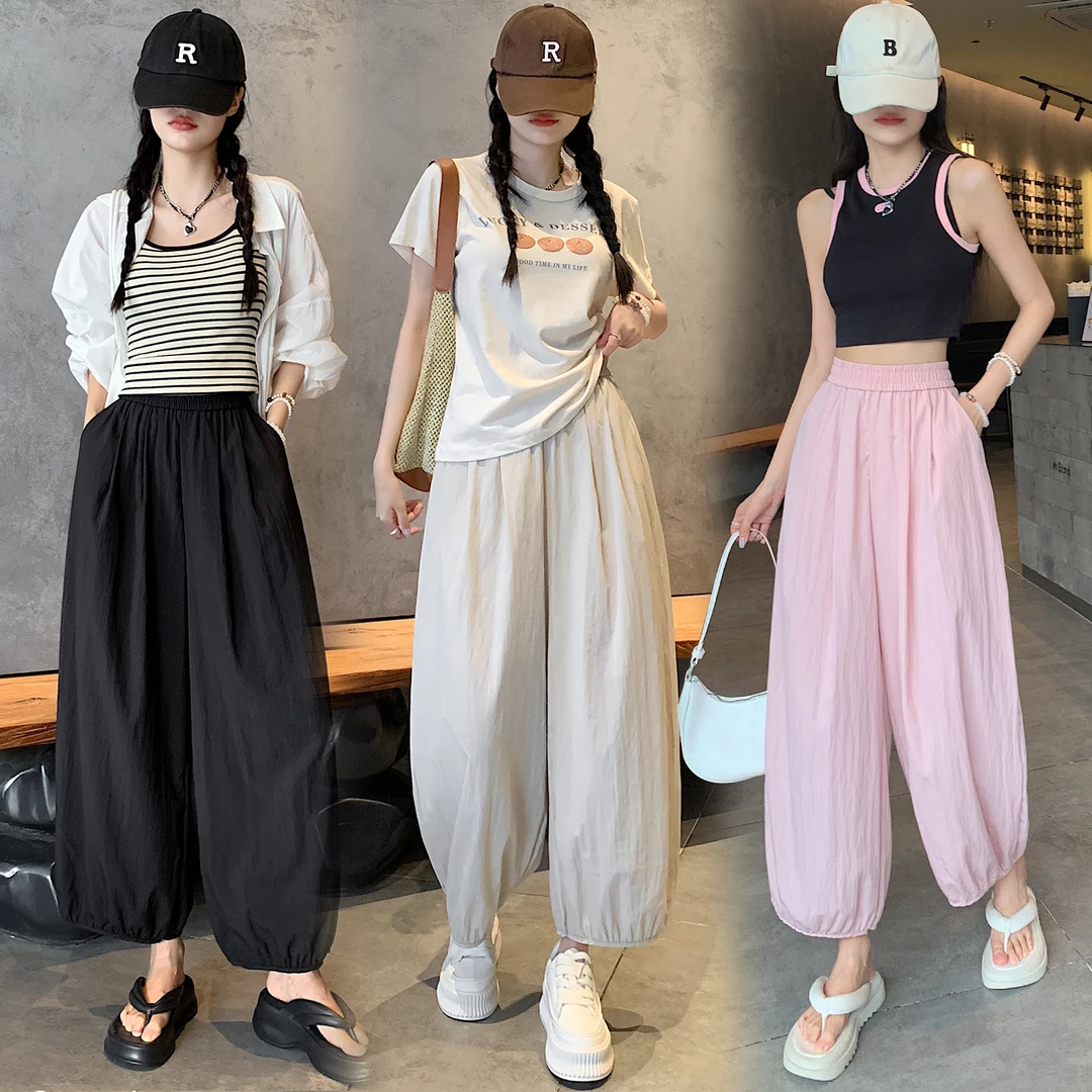 6710新面膜冰丝速干九分裤女夏防晒束脚凉凉小个子薄款萝卜裤