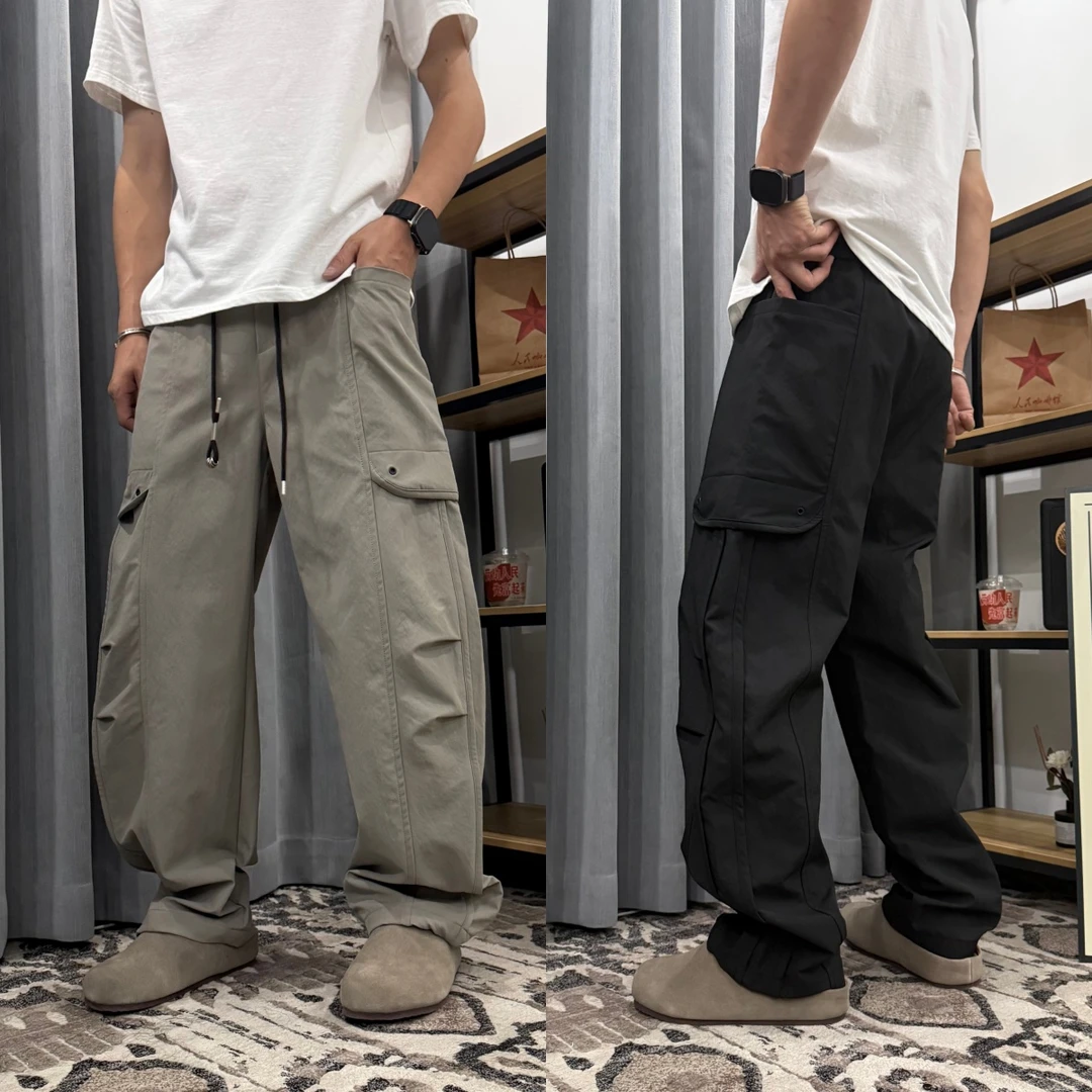 大口袋工装裤男款宽松直筒阔腿裤秋季新款美式休闲潮牌痞帅运动裤