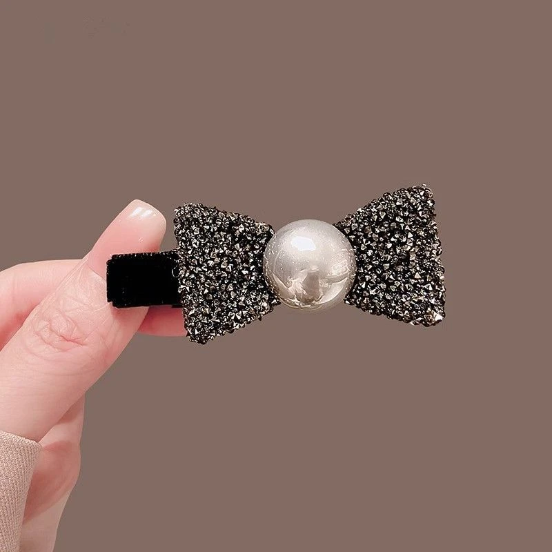 日韩轻奢高端蝴蝶结边夹一字鸭嘴夹法式精致侧边刘海发夹头饰