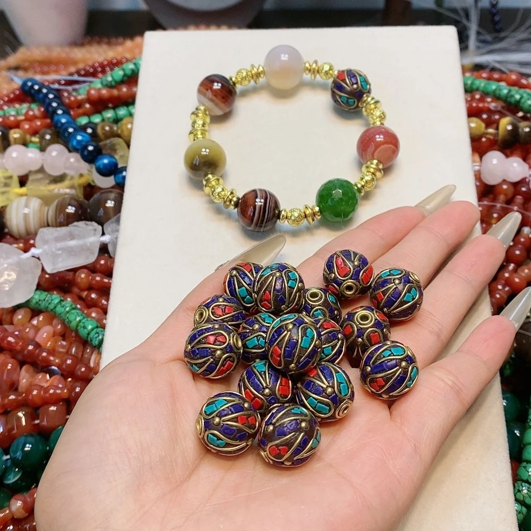 散珠玛瑙/玉髓尼泊尔配件到手2颗