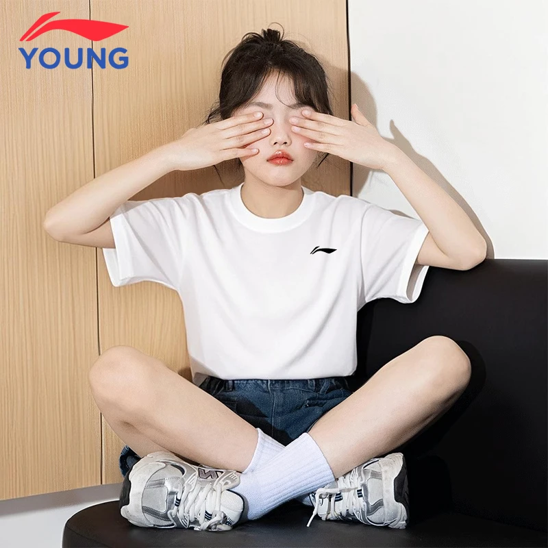 李宁儿童短袖T恤女童夏季薄款2025新款文化衫中大童速干衣打底衫