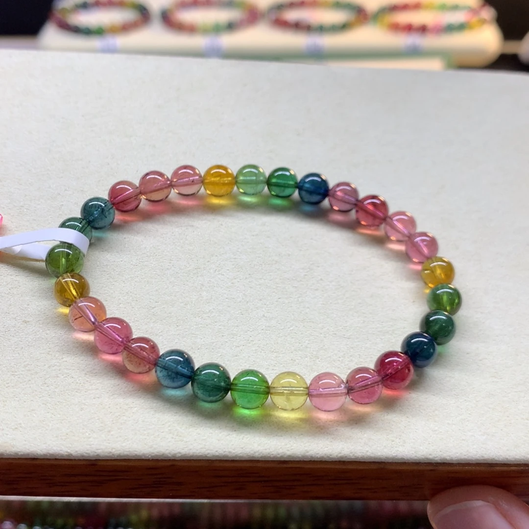碧玺手串未镶嵌彩虹6.5mm