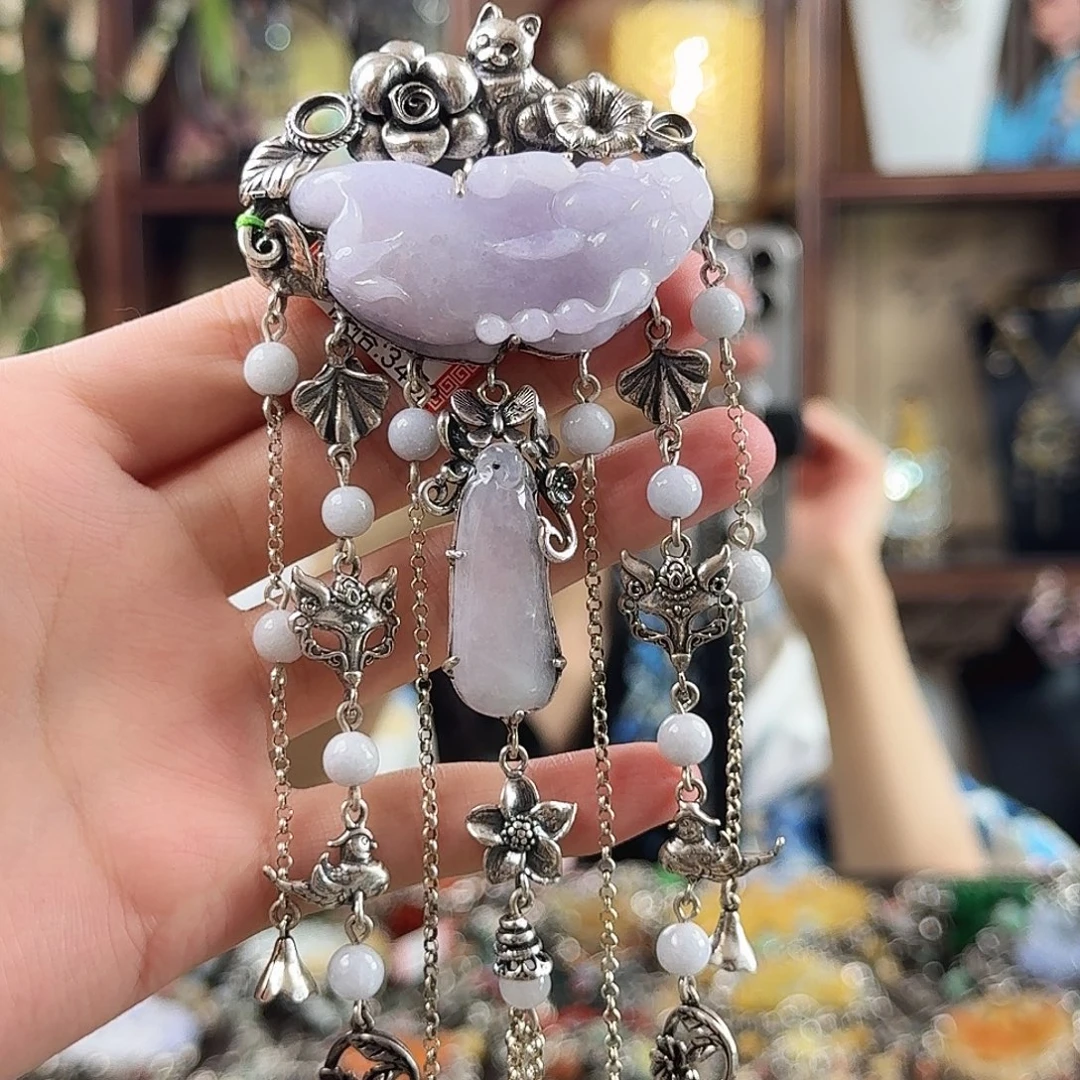 翡翠银S925镶嵌耳饰