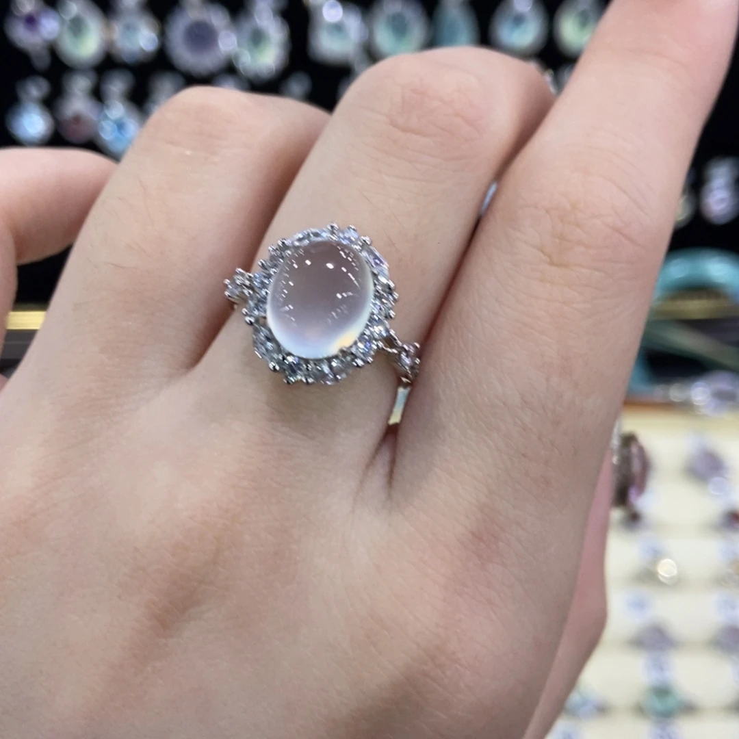 蛇纹石玉银S925镶嵌戒指