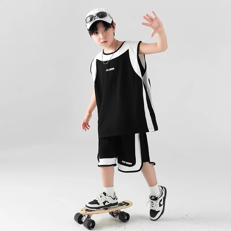 儿童装男童夏装套装2025新款无袖款中大童男孩运动夏季夏款酷帅潮