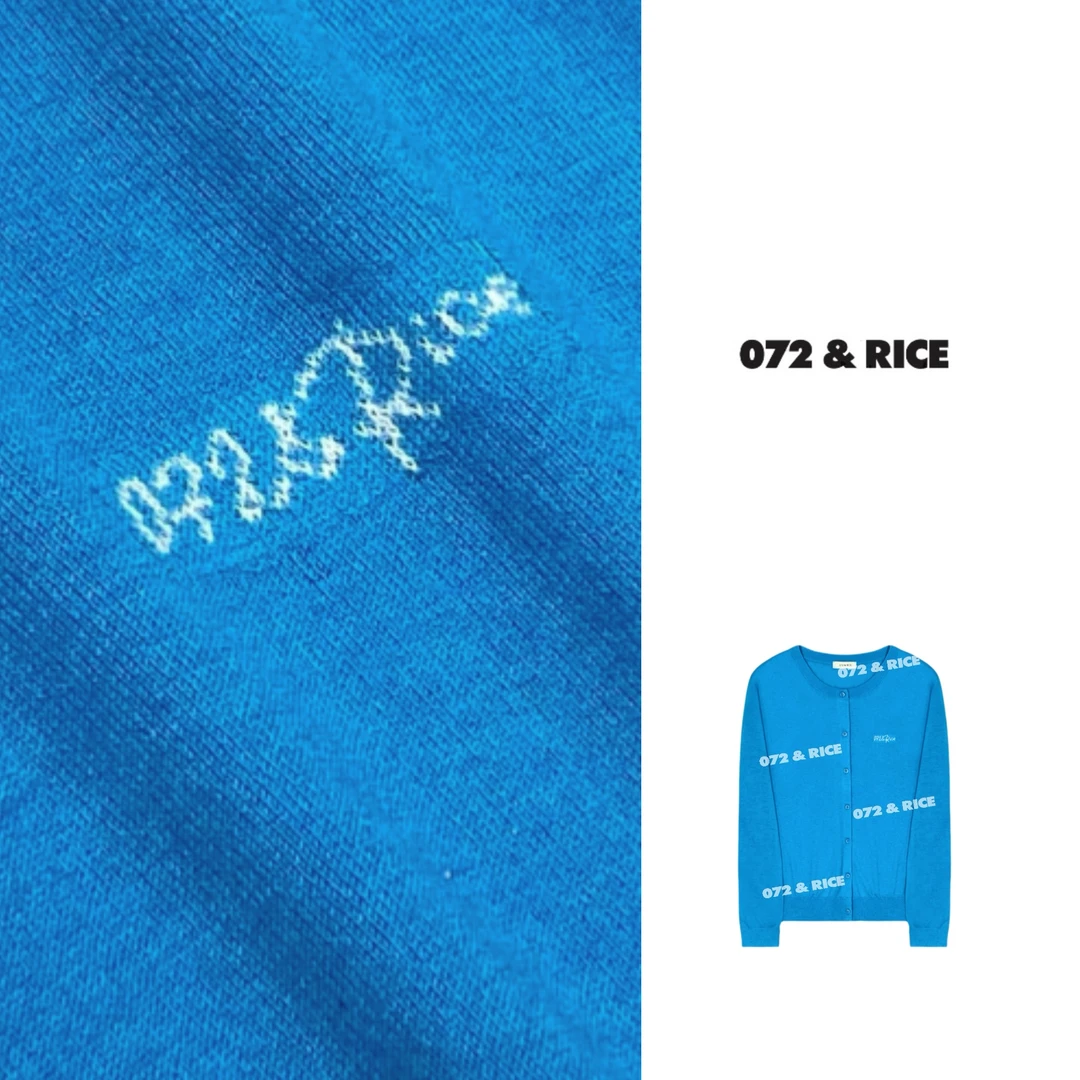 072 & RICE【圣杯蓝】绵羊毛 夏季休闲圆领长袖针织开衫 32LE05