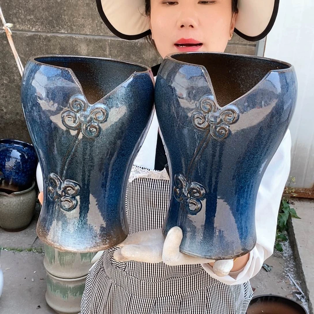 紫砂花盆瑕疵口16高25