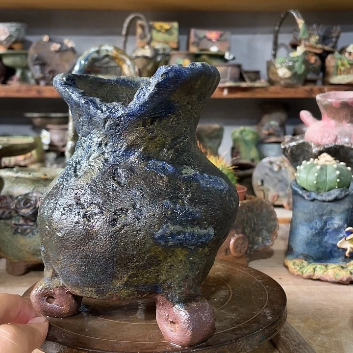 手工粗陶高温花盆