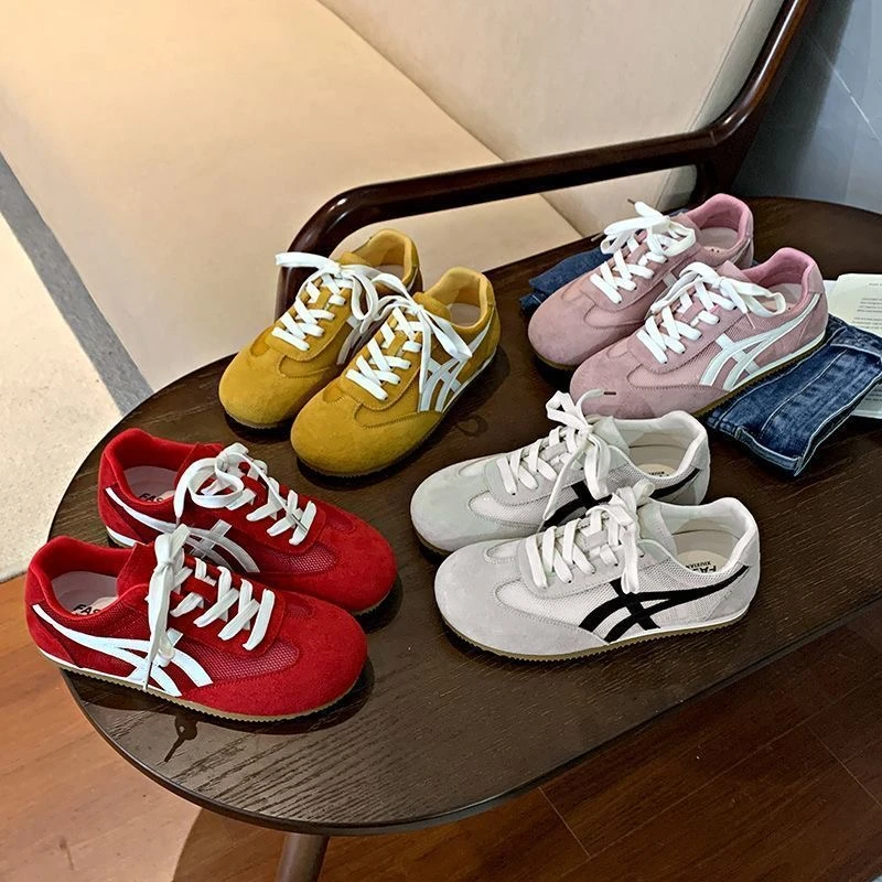 复古德训鞋女鞋2025年春季新款平底阿甘鞋运动鞋休闲软底单鞋绒