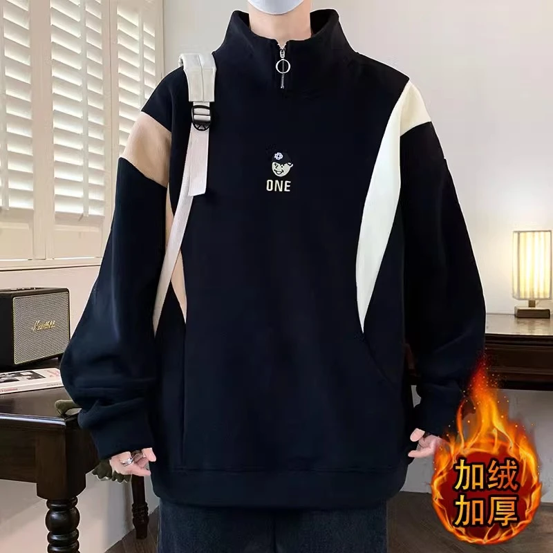 JEEPSPIRIT绒加厚套头外套男士美式半拉链上衣