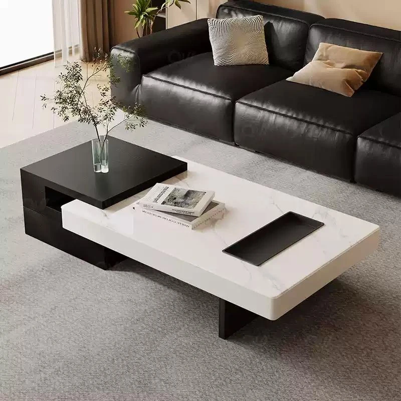 2025新款意式时尚雅致现代小方形或长方形极简轻奢岩板茶几适合小