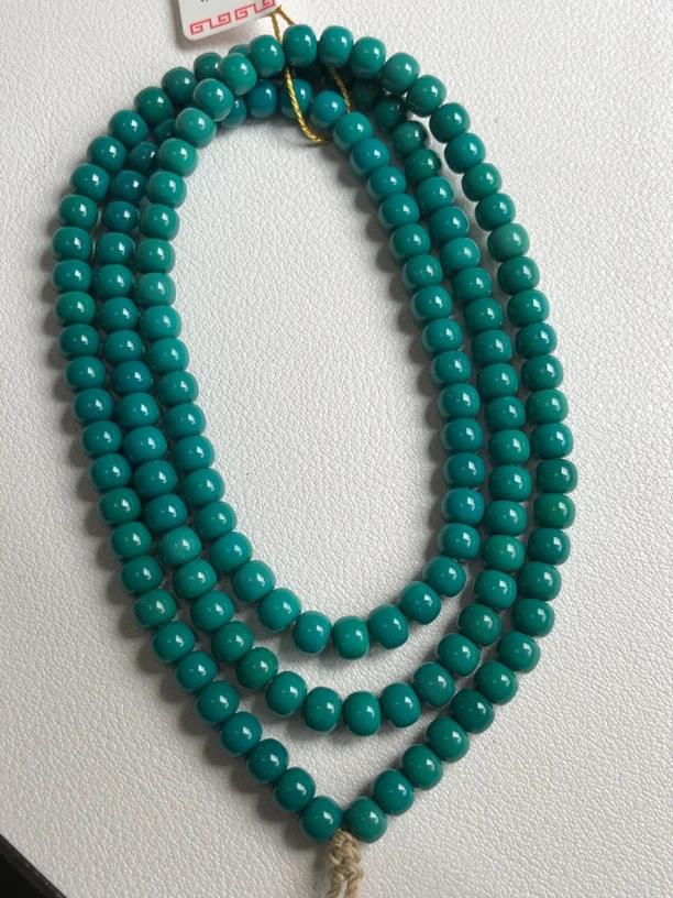 湖北十堰文鹏精品原矿绿松石老型多圈手串高瓷男女款手工无优化