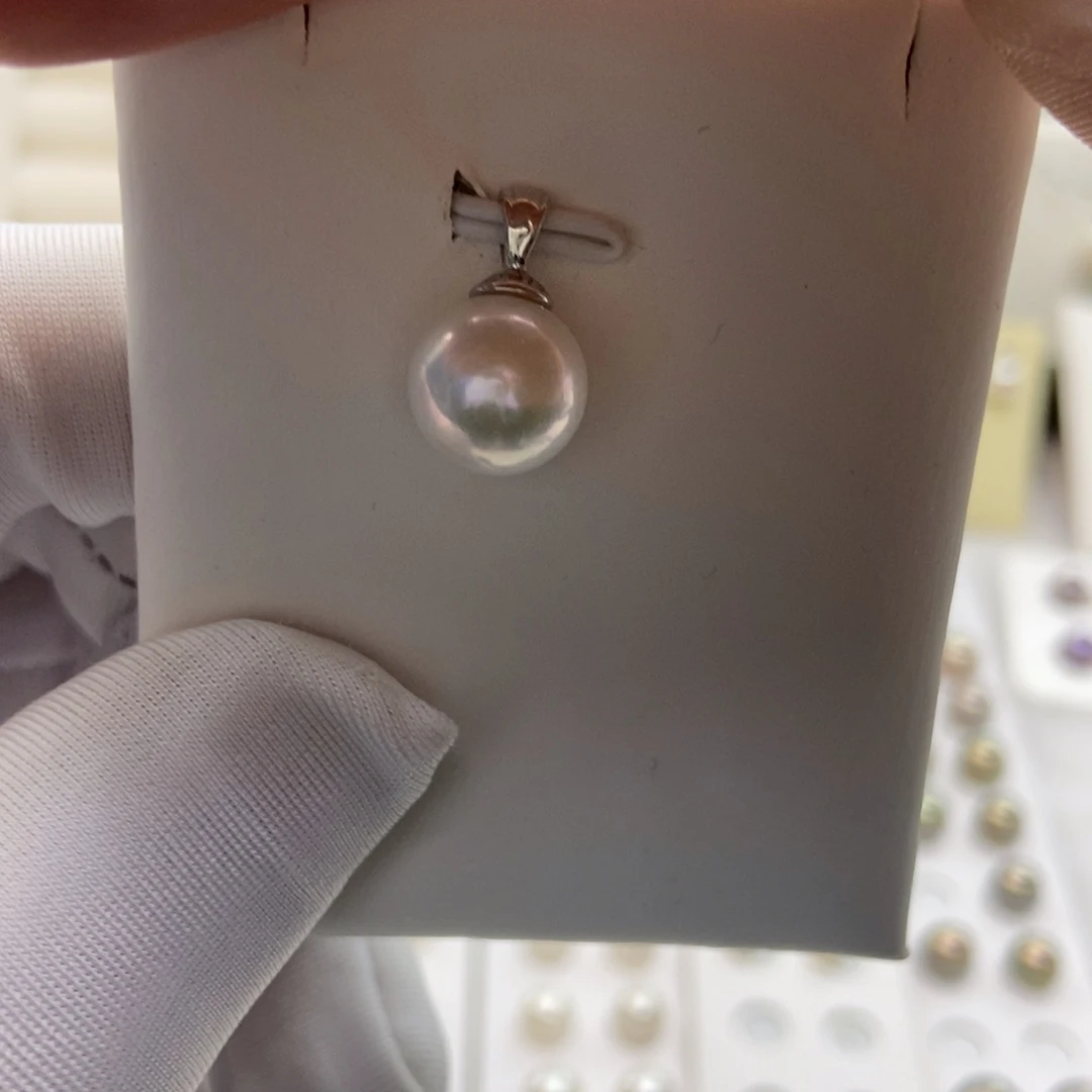 淡水珍珠银S925镶嵌吊坠(不含链)10-11