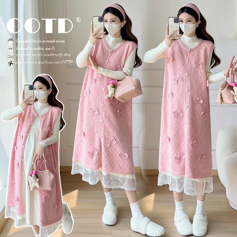 2025孕妇套装时尚款新款宽松潮妈大码针织孕妇两件套冬季打底外穿