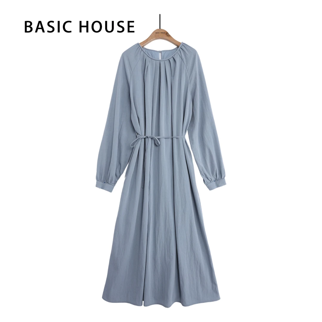 Basic House/百家好春秋显瘦法式收腰长袖气质连衣裙B1335B5M512