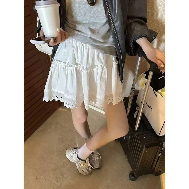 高腰法式花边蓬蓬半身裙女2025春夏新款小个子芭蕾风显瘦蛋糕短裙