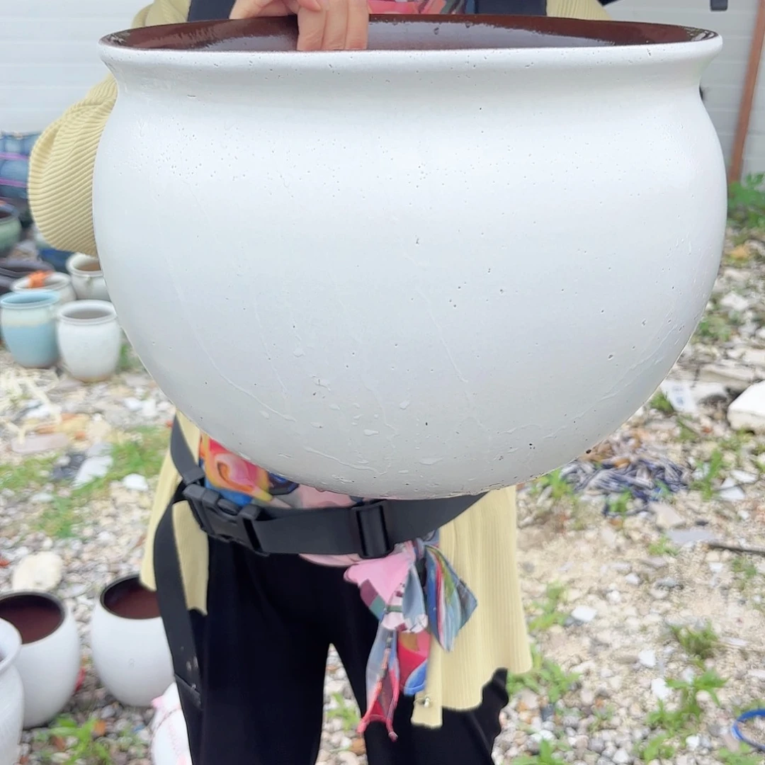 紫砂花盆大白盆瑕疵不挑口径32高度24