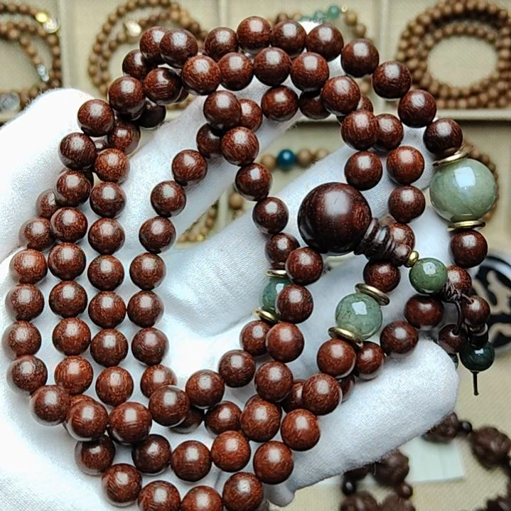 香榧木小叶紫檀玉石108颗0.8