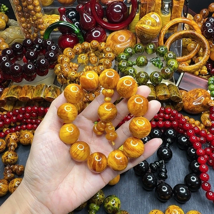 松木琥珀木文玩手串