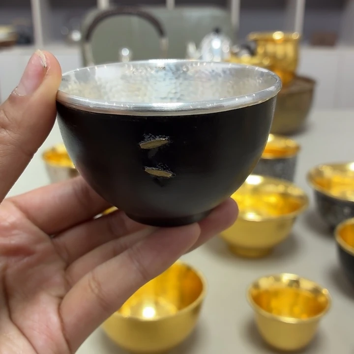 李小鹤铁包银足银999锔钉杯100毫升