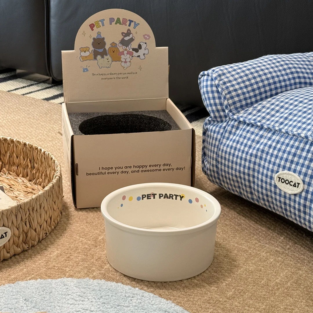 petparty宠物碗礼盒装大狗碗大水碗1.3L大容量陶瓷碗狗粮猫粮碗