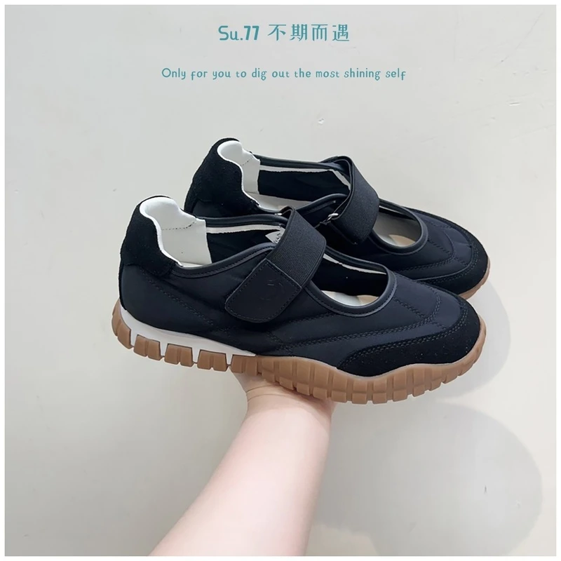 【日系】Su77~3.5cm休闲玛丽珍鞋2025春款复古风磨砂皮浅口鞋魔术贴