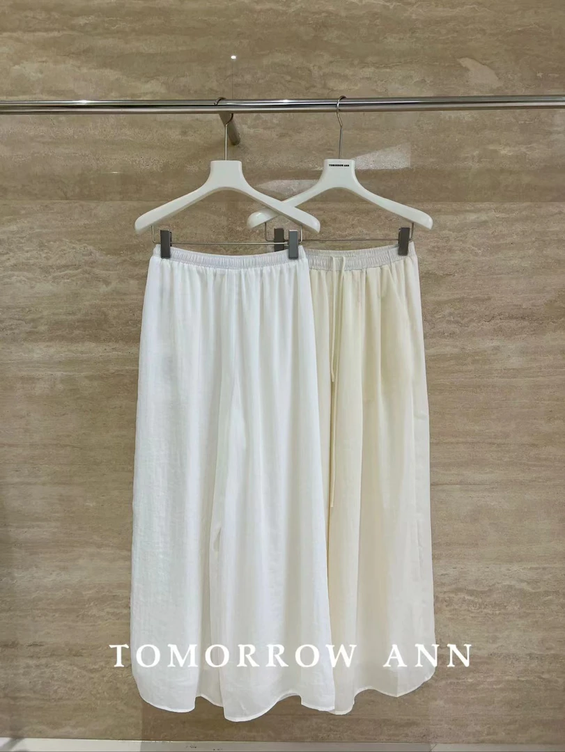 福秒-松紧腰头、纯色极简轻薄气质休闲裤（TM11616#）TM