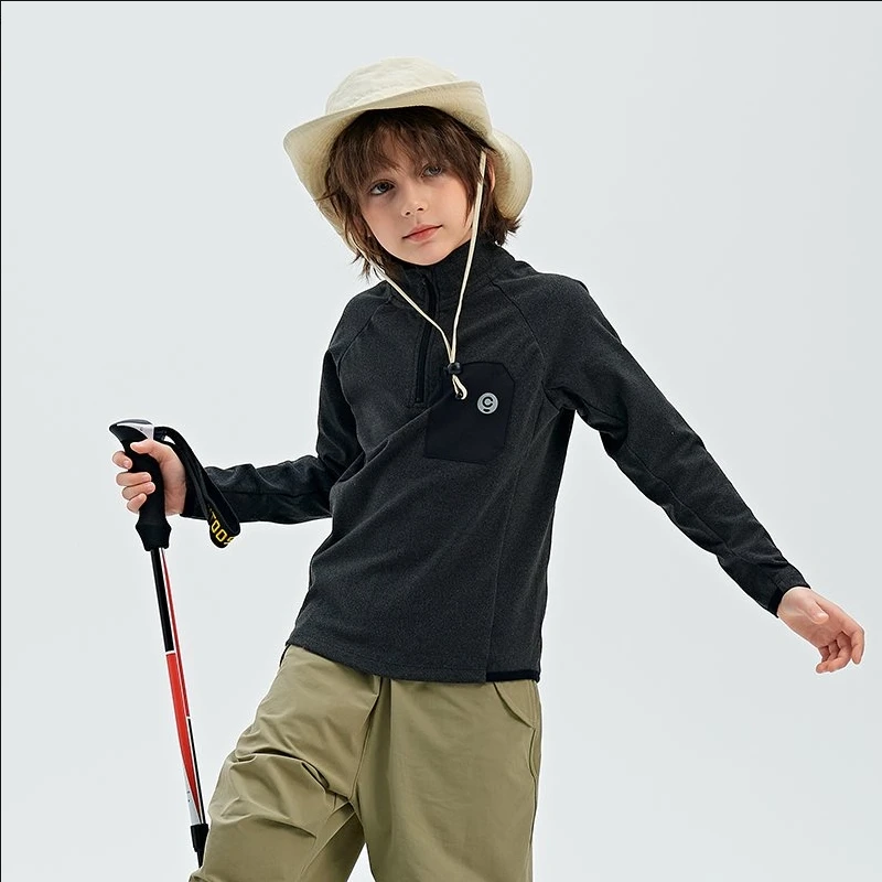 儿童半拉链户外保暖上衣男女中大童卫衣长袖打底衫
