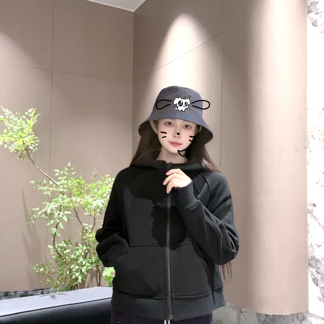 宿慕SUMU拼接设计加绒连帽卫衣外套2025新9-21舒适百搭上衣1616