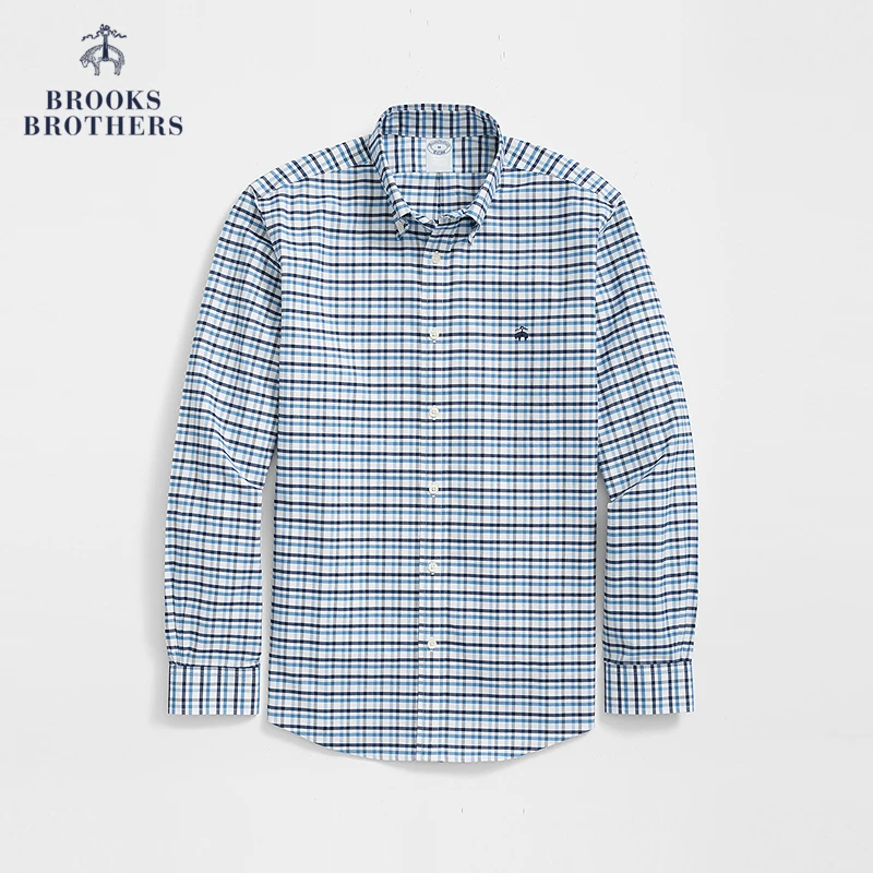 Brooks Brothers/布克兄弟[易打理]男士春夏新款牛津纺格纹衬衫