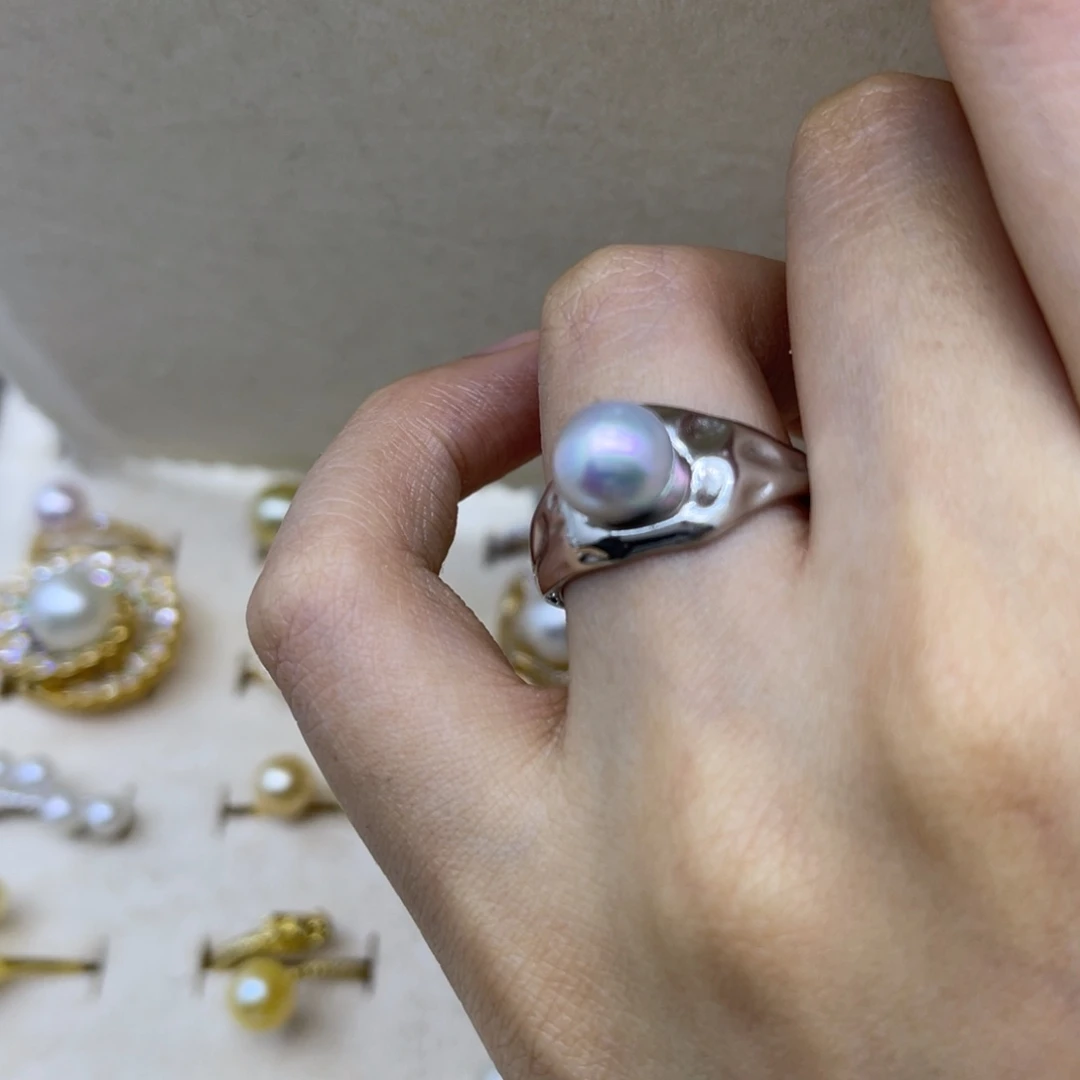 海水珍珠戒指银S925镶嵌