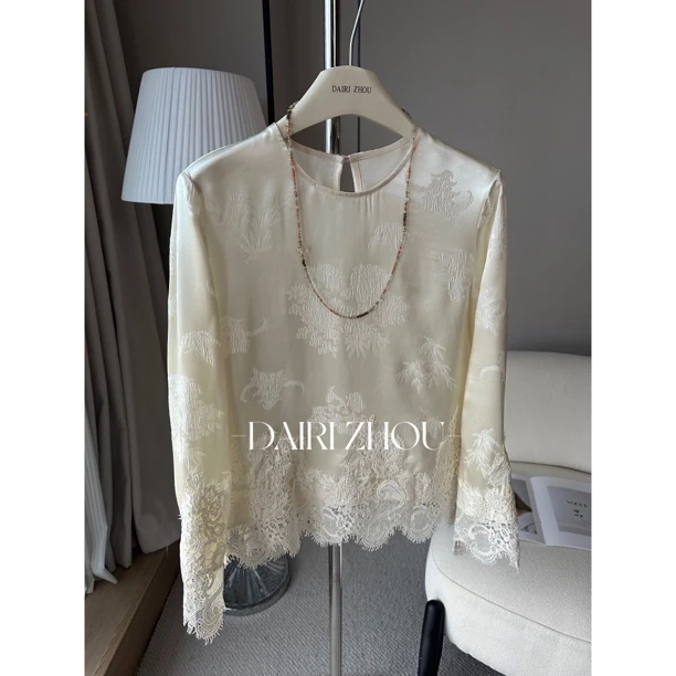 DAIRI  ZHOU▪️计较的认真  100桑蚕丝暗纹提花上衣气质优雅轻奢风
