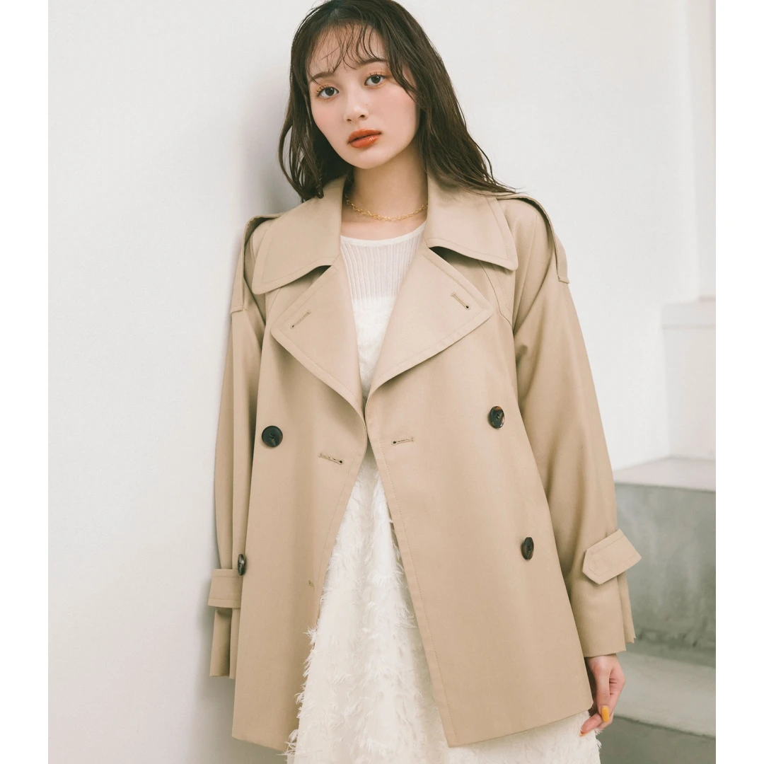 【Montendre】 秋季新款 C 时尚休闲气质轻奢中长喇叭风衣外套女