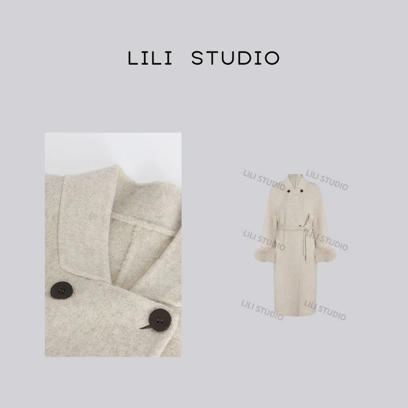 PCNY「白玉兰山」不理理冬季新款女装高级感可拆卸中长款毛呢大衣