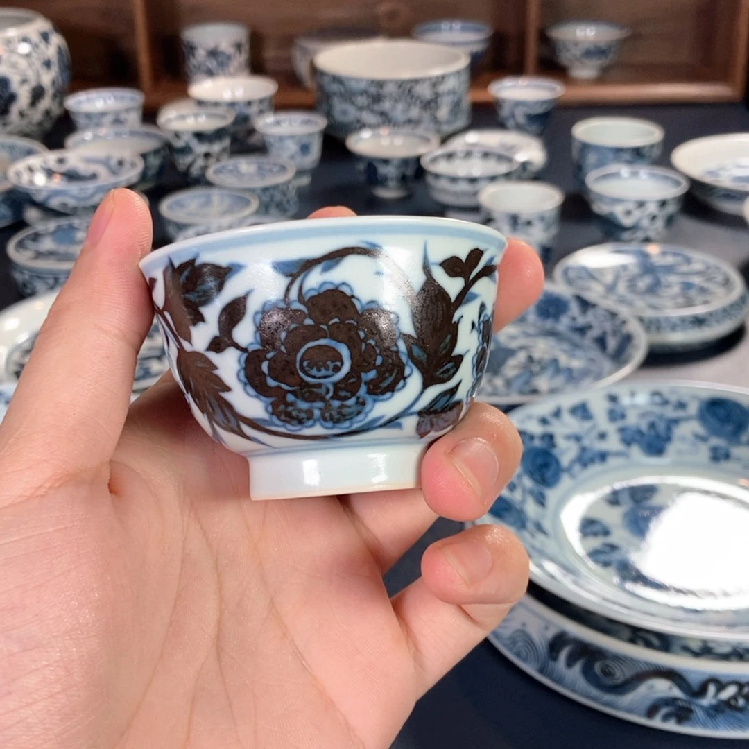 景德镇陶瓷牡丹单杯