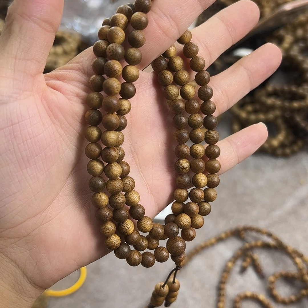 沉香手串沉香野红金泥0.6mm圆珠多圈多样性发一