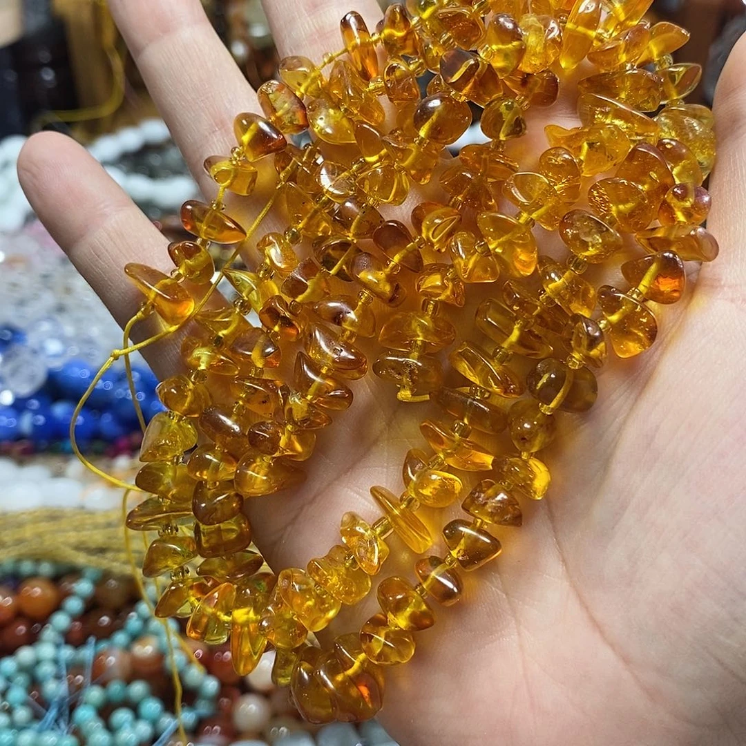 玛瑙/玉髓未镶嵌珠宝半成品蜜蜡随形一条卡10mm