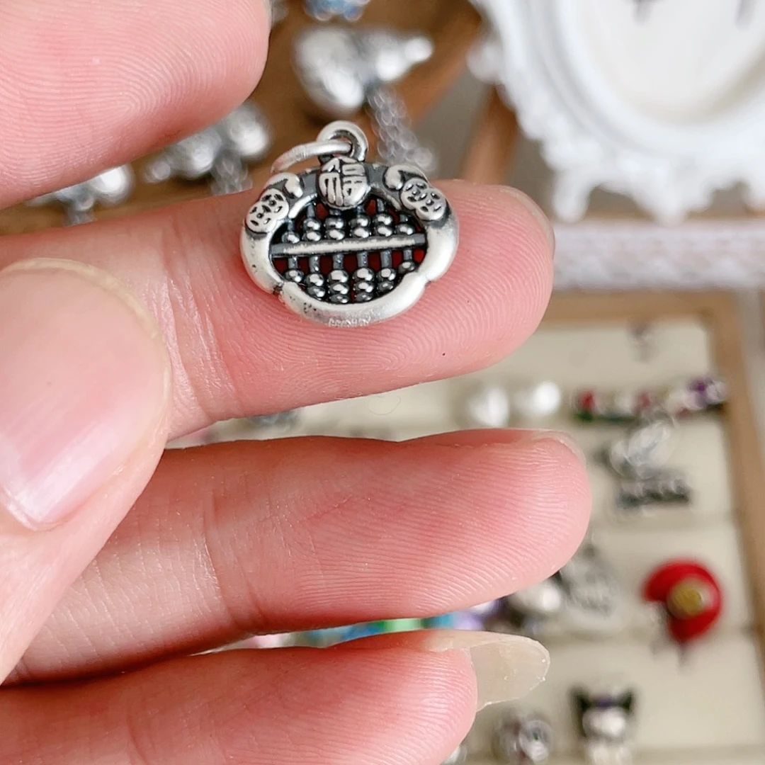 吊坠足银珐琅小算盘