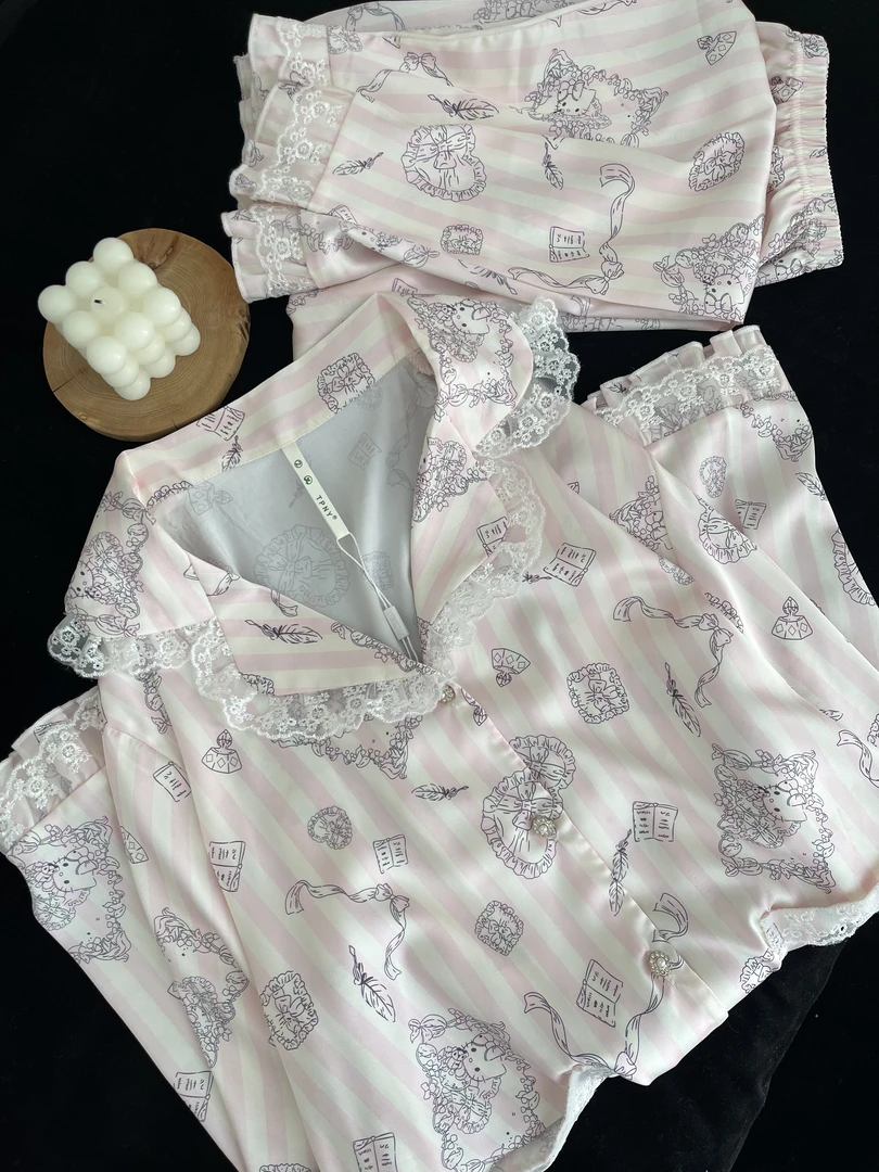 【DMXJ大梦想家】纯欲蕾丝花边Hellokitty印花可爱睡衣女家居服套装