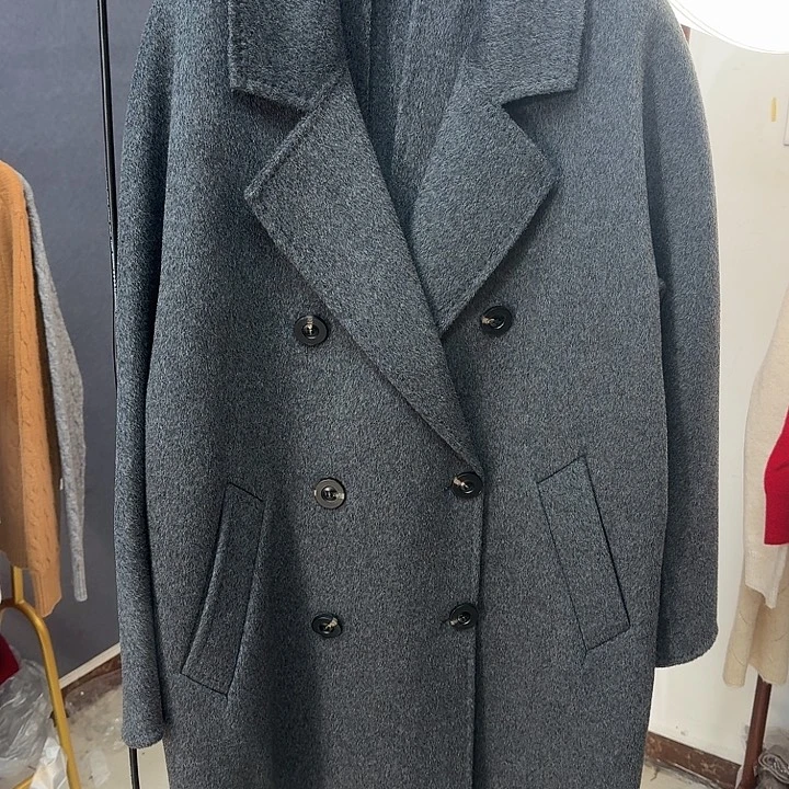 101801高级灰100%美丽诺羊毛大衣