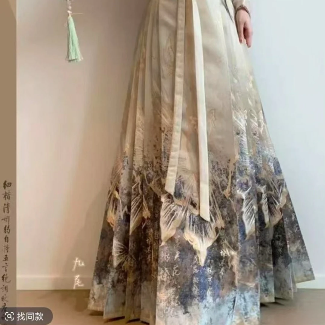 汉服复古日常裙子时尚气质百搭夏季中国风春夏织金马面裙