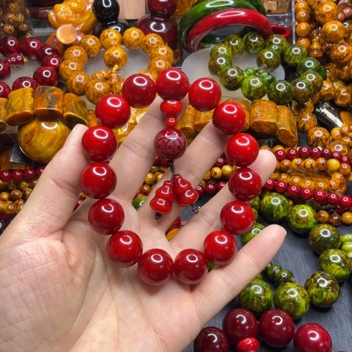 松木琥珀木文玩手串