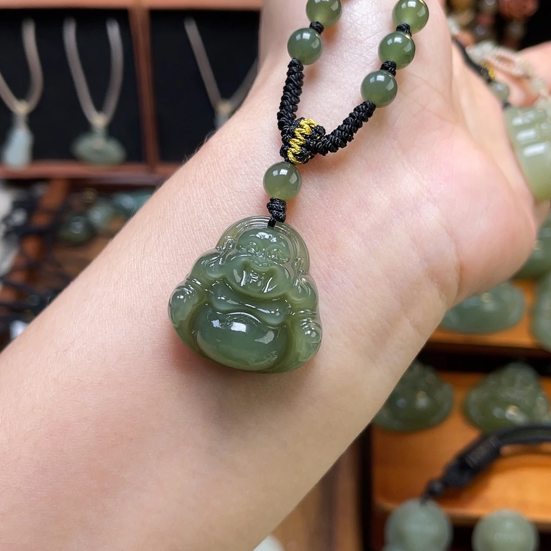 和田玉未镶嵌颈饰25佛深