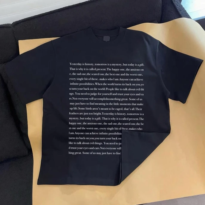 重磅黑色短袖夏季宽松痞帅上衣T恤美式高街