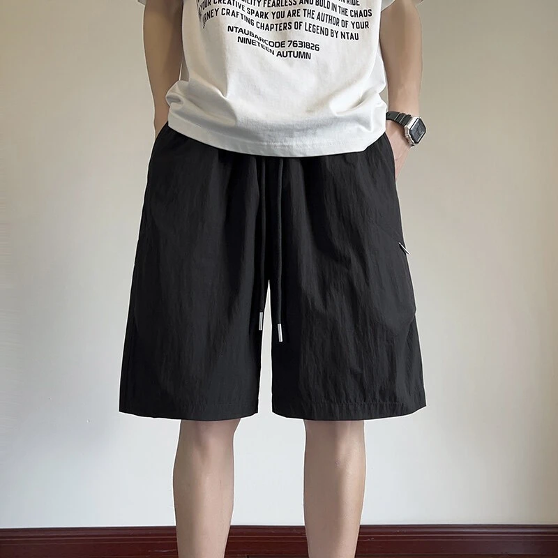 工装裤男士夏季薄款五分裤子男生杏色中裤运动高街裤衩休闲短裤