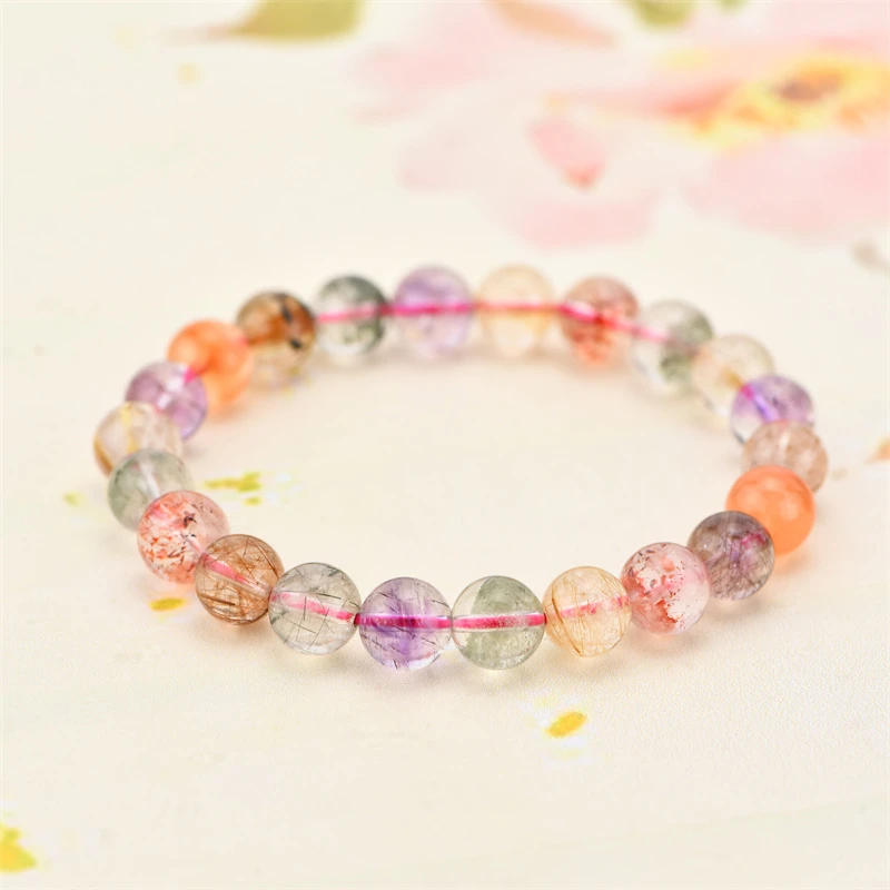 天然超七发晶幽灵多宝手串 矿体多样性发其一