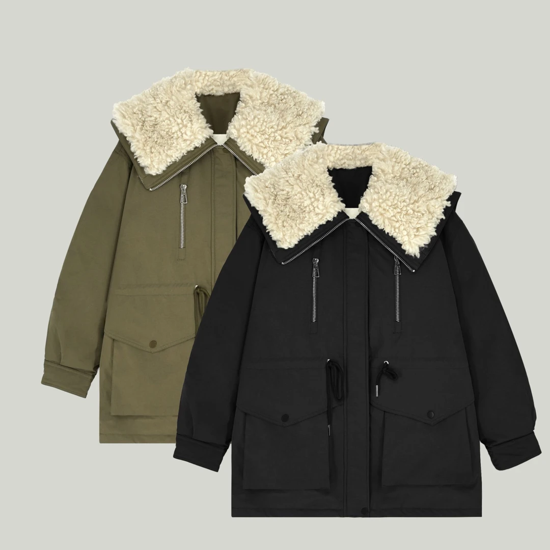 诗妮歌25新年高定 | 【贵妇卷】鸭绒双拉链大翻领加厚派克服外套