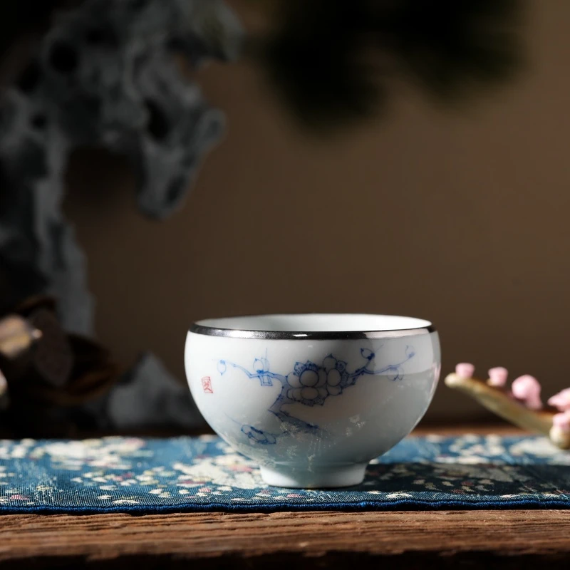 [迟锐精选]梅花杯茶杯茶具茶器主人杯喝茶陶瓷纯手工MGM2385-03