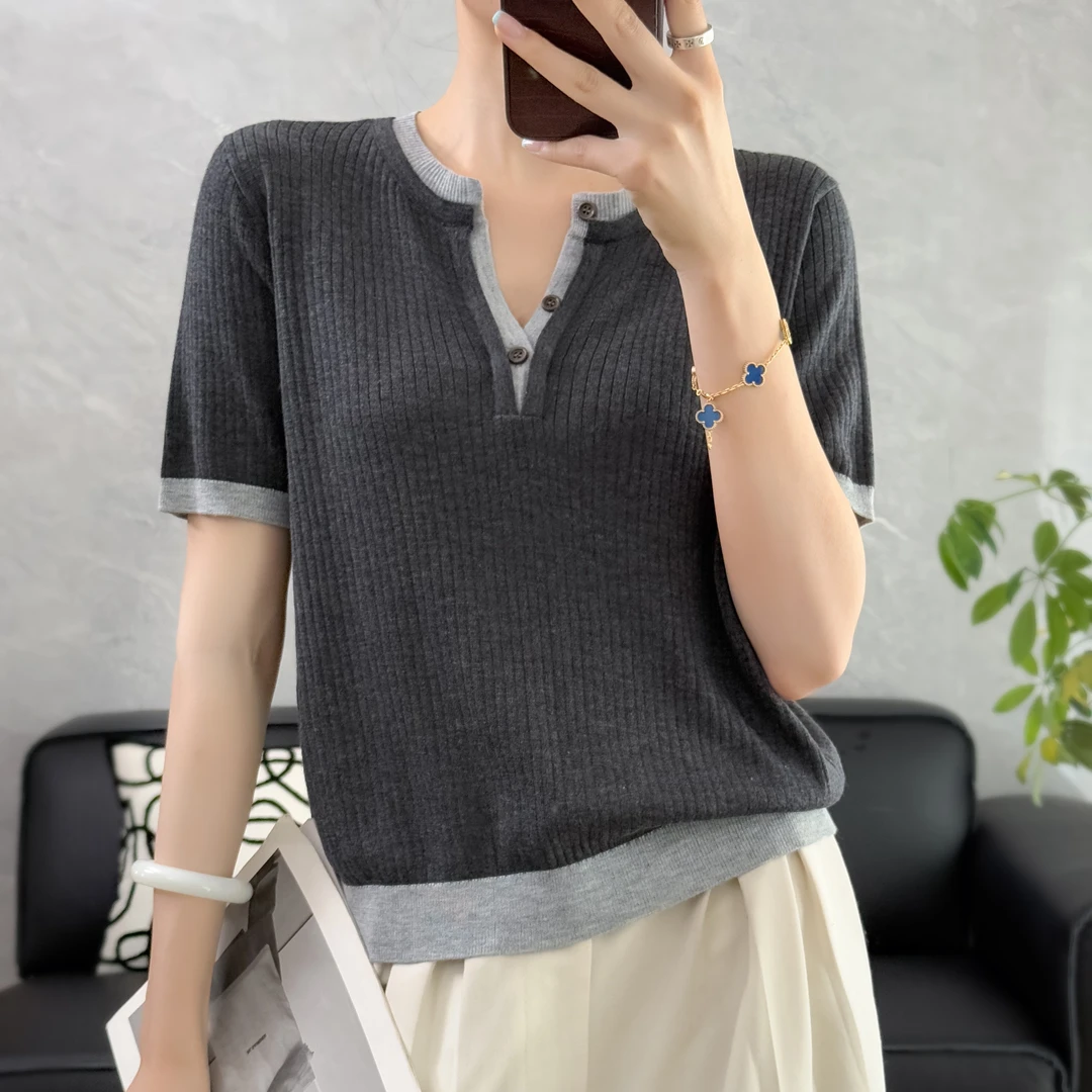 【老板娘专属】时尚减龄百搭高品质桑蚕丝羊毛针织衫1183