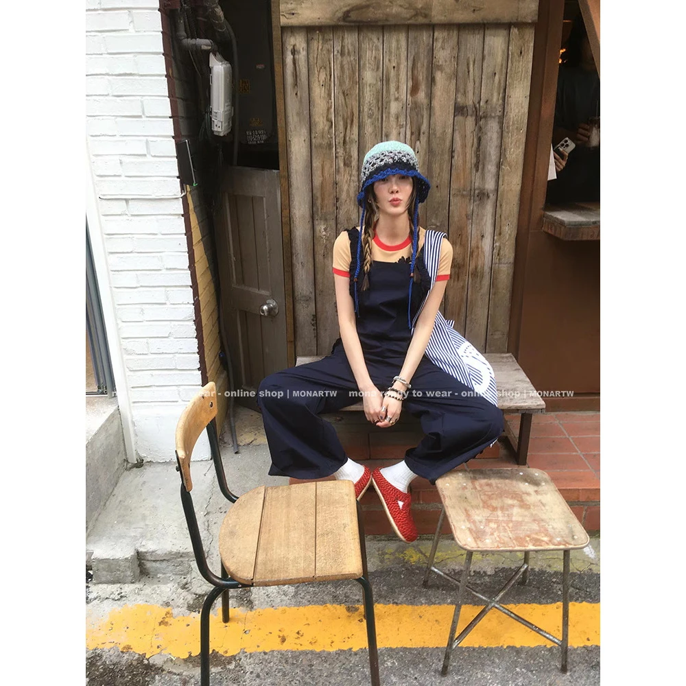 MONA 少女感设计小众减龄 蝴蝶结背带裤女小个子 2025夏季新款